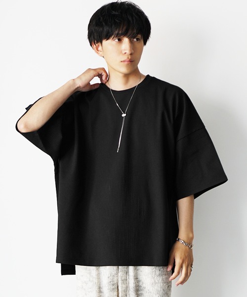 MinoriTY(マイノリティ)の「【MinoriTY】ワッフルビッグドルマンスリットトレーナー(6分袖) メンズ 夏服 ユニセックス(Tシャツ/カットソー・メンズ・ブラック/グレー/アイボリー/ホワイト系その他/グレー系その他/ブラック系その他・S/L/M)」の15枚目の写真