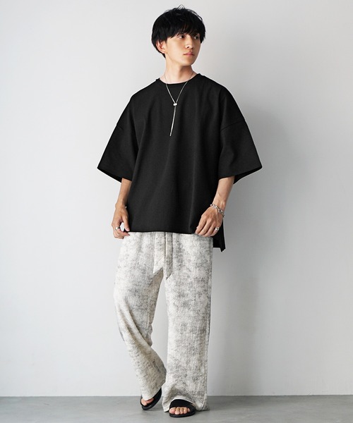 MinoriTY(マイノリティ)の「【MinoriTY】ワッフルビッグドルマンスリットトレーナー(6分袖) メンズ 夏服 ユニセックス(Tシャツ/カットソー・メンズ・ブラック/グレー/アイボリー/ホワイト系その他/グレー系その他/ブラック系その他・S/L/M)」の14枚目の写真