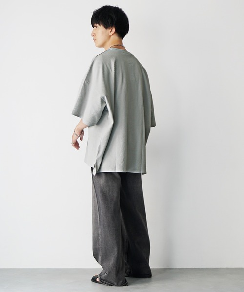 MinoriTY(マイノリティ)の「【MinoriTY】ワッフルビッグドルマンスリットトレーナー(6分袖) メンズ 夏服 ユニセックス(Tシャツ/カットソー・メンズ・ブラック/グレー/アイボリー/ホワイト系その他/グレー系その他/ブラック系その他・S/L/M)」の11枚目の写真