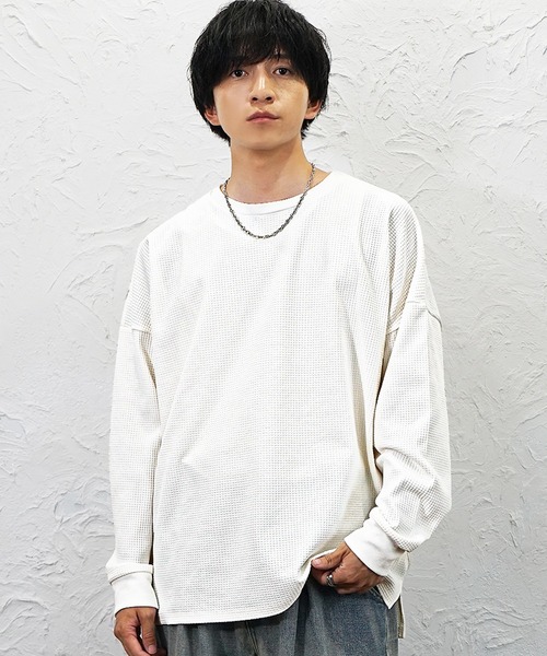MinoriTY(マイノリティ)の「【MinoriTY】ワッフルビッグドルマンスリットトレーナー(6分袖) メンズ 夏服 ユニセックス(Tシャツ/カットソー・メンズ・ブラック/グレー/アイボリー/ホワイト系その他/グレー系その他/ブラック系その他・S/L/M)」の18枚目の写真