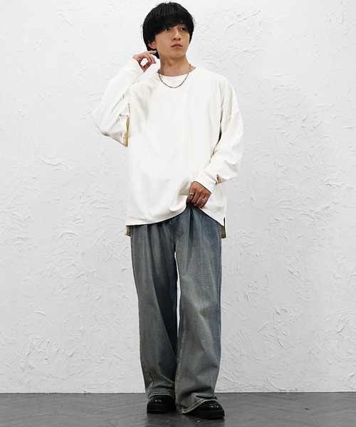 MinoriTY(マイノリティ)の「【MinoriTY】ワッフルビッグドルマンスリットトレーナー(6分袖) メンズ 夏服 ユニセックス(Tシャツ/カットソー・メンズ・ブラック/グレー/アイボリー/ホワイト系その他/グレー系その他/ブラック系その他・S/L/M)」の20枚目の写真