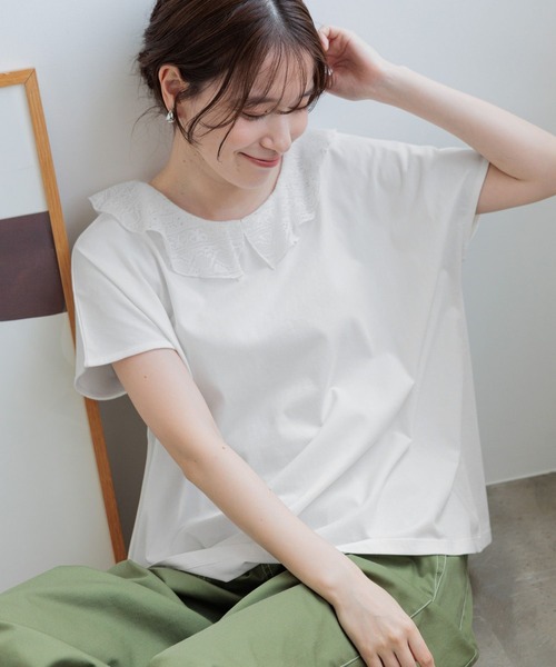 studio CLIP(スタディオクリップ)の「【GOOD PRICE】フリルカラーフレンチプルオーバー(Tシャツ/カットソー・レディース・ブラック/グレー/オフホワイト/ネイビー・FREE)」の2枚目の写真