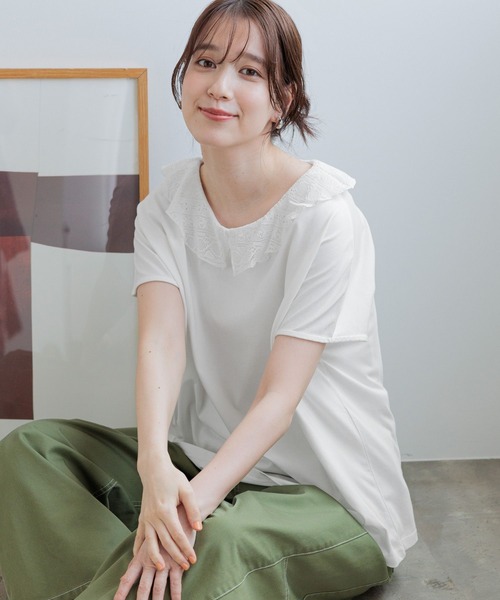 studio CLIP(スタディオクリップ)の「【GOOD PRICE】フリルカラーフレンチプルオーバー(Tシャツ/カットソー・レディース・ブラック/グレー/オフホワイト/ネイビー・FREE)」の21枚目の写真