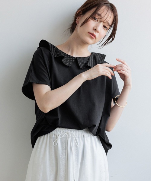 studio CLIP(スタディオクリップ)の「【GOOD PRICE】フリルカラーフレンチプルオーバー(Tシャツ/カットソー・レディース・ブラック/グレー/オフホワイト/ネイビー・FREE)」の14枚目の写真