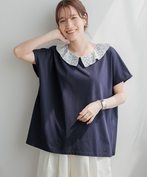 studio CLIP(スタディオクリップ)の「【GOOD PRICE】フリルカラーフレンチプルオーバー(Tシャツ/カットソー・レディース・ブラック/グレー/オフホワイト/ネイビー・FREE)」の11枚目の写真