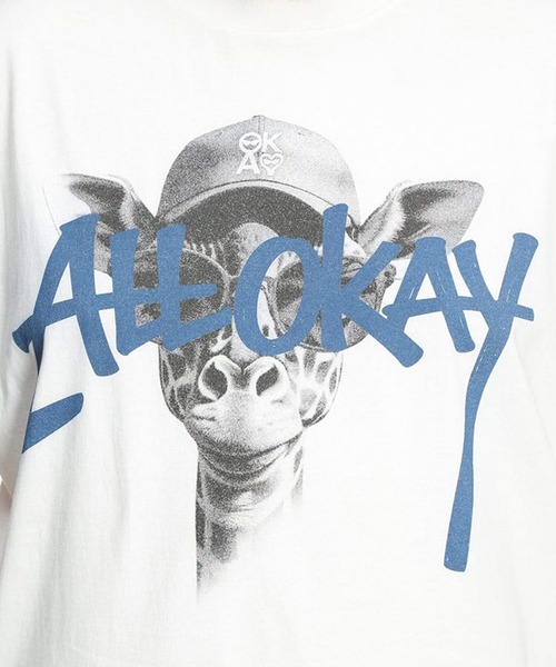 SAKAZEN(サカゼン)の「Tシャツ 半袖 メンズ 大きいサイズ キリン×ロゴプリント クルーネック カットソー ALL OKAY オールオーケー(Tシャツ/カットソー・メンズ・ブラック/ホワイト・3XL/2XL/LL)」の13枚目の写真