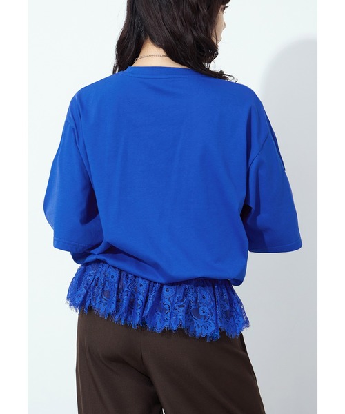 Fashion Letter(ファッションレター)の「接触冷感・UVカット・吸水速乾 レース切り替えオーバーサイズTシャツ(Tシャツ/カットソー・レディース・ブラック/ホワイト/ブルー/キャメル・M)」の17枚目の写真