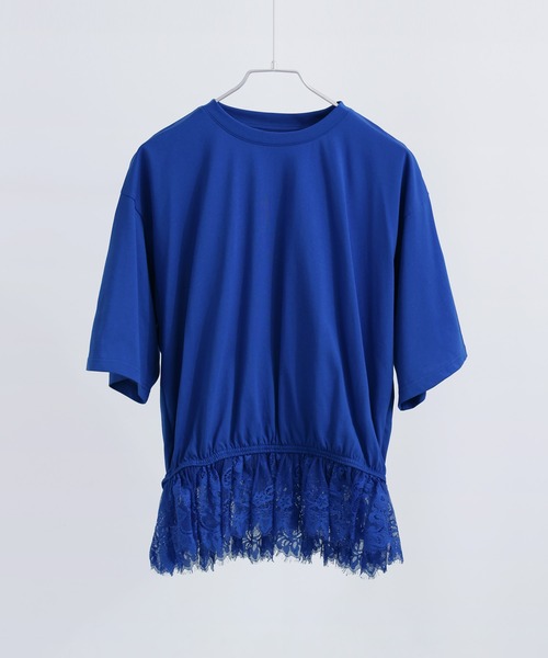 Fashion Letter(ファッションレター)の「接触冷感・UVカット・吸水速乾 レース切り替えオーバーサイズTシャツ(Tシャツ/カットソー・レディース・ブラック/ホワイト/ブルー/キャメル・M)」の18枚目の写真