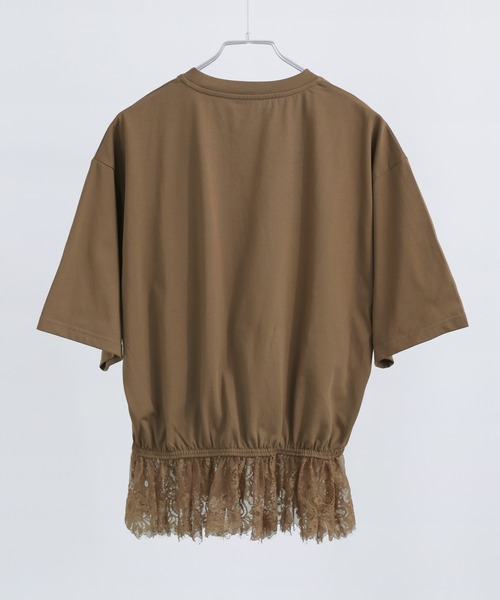 Fashion Letter(ファッションレター)の「接触冷感・UVカット・吸水速乾 レース切り替えオーバーサイズTシャツ(Tシャツ/カットソー・レディース・ブラック/ホワイト/ブルー/キャメル・M)」の12枚目の写真