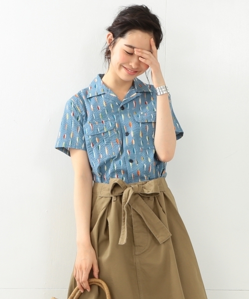 BEAMS BOY（ビームスボーイ）の「BEAMS BOY / ルアー プリント 開襟シャツ（シャツ/ブラウス・レディース・ホワイト/ネイビー・ONE SIZE）」の7枚目の写真
