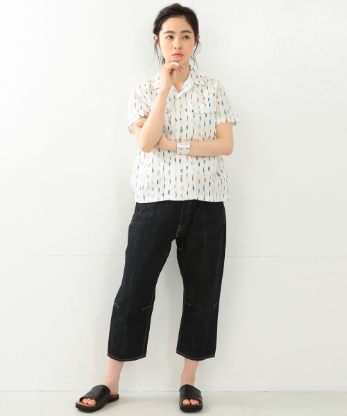 BEAMS BOY（ビームスボーイ）の「BEAMS BOY / ルアー プリント 開襟シャツ（シャツ/ブラウス・レディース・ホワイト/ネイビー・ONE SIZE）」の9枚目の写真