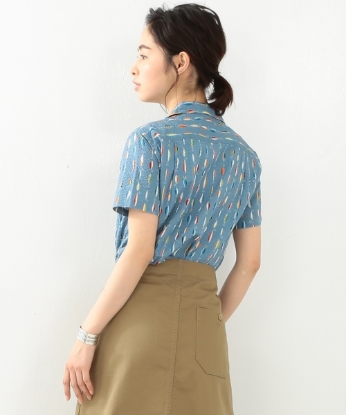 BEAMS BOY（ビームスボーイ）の「BEAMS BOY / ルアー プリント 開襟シャツ（シャツ/ブラウス・レディース・ホワイト/ネイビー・ONE SIZE）」の5枚目の写真