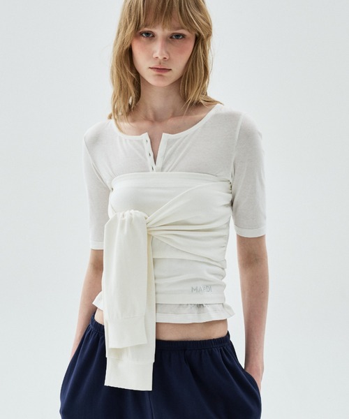 Mardi Mercredi(マルディメクルディ)の「TUBE TOP TIE DETAIL 2WAY / チューブ トップ タイ ディテール 2WAY(チューブトップ・レディース・グレー/ネイビー/アイボリー/ブラック・FREE)」の16枚目の写真