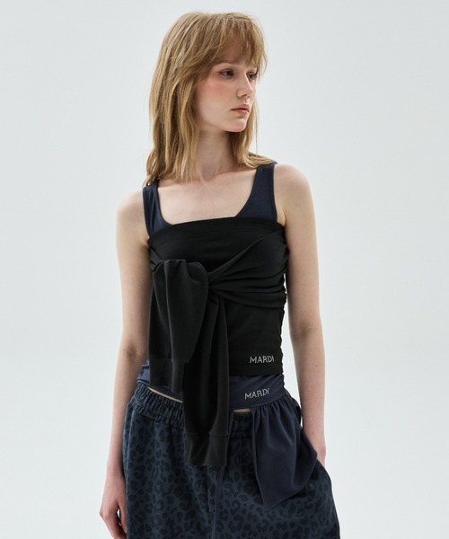 Mardi Mercredi(マルディメクルディ)の「TUBE TOP TIE DETAIL 2WAY / チューブ トップ タイ ディテール 2WAY(チューブトップ・レディース・グレー/ネイビー/アイボリー/ブラック・FREE)」の5枚目の写真