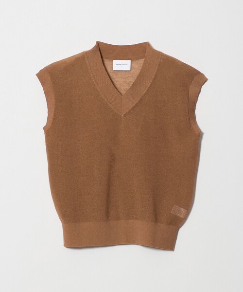 UNITED ARROWS(ユナイテッドアローズ)の「ミニ Vネック フレンチスリーブ ニット ‐ウォッシャブル‐(ベスト・レディース・グレー系/ライトピンク/ブラウン系・FREE)」の1枚目の写真