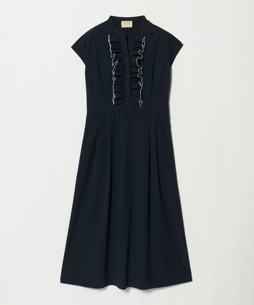 UNITED ARROWS(ユナイテッドアローズ)の「メロー フリル スキッパー ワンピース ‐防シワ 吸水速乾 UVカット 遮熱性 接触冷感‐(ワンピース・レディース・ネイビー/ライトブルー・36/38)」の2枚目の写真
