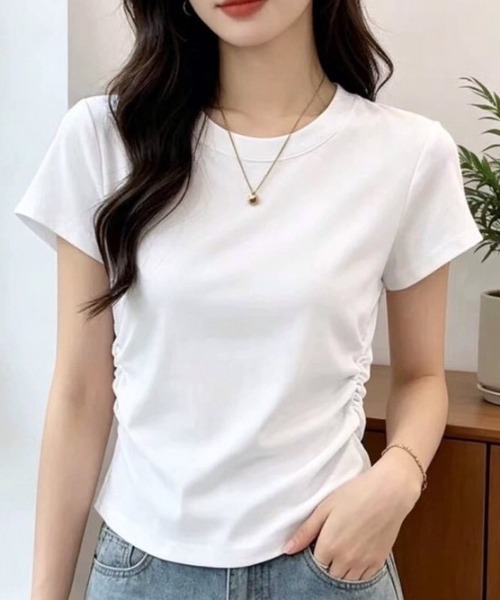 NANEA(ナネア)の「ウエストシャーリングクルーT(Tシャツ/カットソー・レディース・オレンジ/グレー/ブラック/ホワイト・X-LARGE/LARGE)」の1枚目の写真
