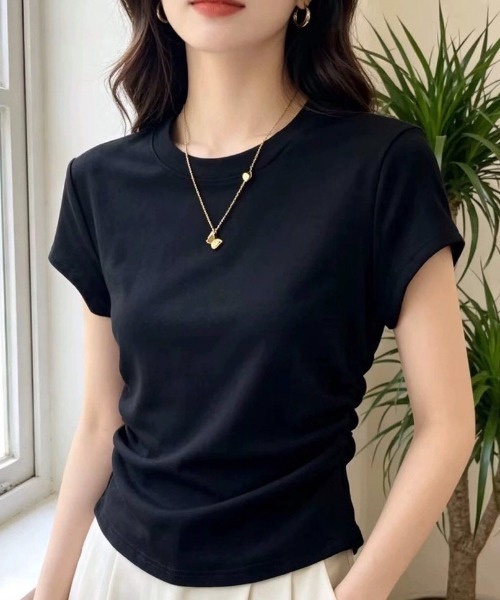 NANEA(ナネア)の「ウエストシャーリングクルーT(Tシャツ/カットソー・レディース・オレンジ/グレー/ブラック/ホワイト・X-LARGE/LARGE)」の2枚目の写真