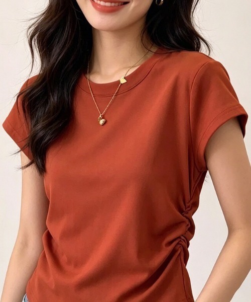 NANEA(ナネア)の「ウエストシャーリングクルーT(Tシャツ/カットソー・レディース・オレンジ/グレー/ブラック/ホワイト・X-LARGE/LARGE)」の13枚目の写真