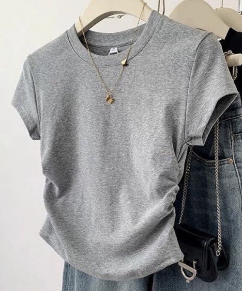 NANEA(ナネア)の「ウエストシャーリングクルーT(Tシャツ/カットソー・レディース・オレンジ/グレー/ブラック/ホワイト・X-LARGE/LARGE)」の7枚目の写真