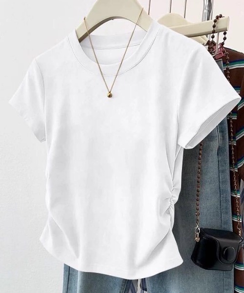 NANEA(ナネア)の「ウエストシャーリングクルーT(Tシャツ/カットソー・レディース・オレンジ/グレー/ブラック/ホワイト・X-LARGE/LARGE)」の5枚目の写真