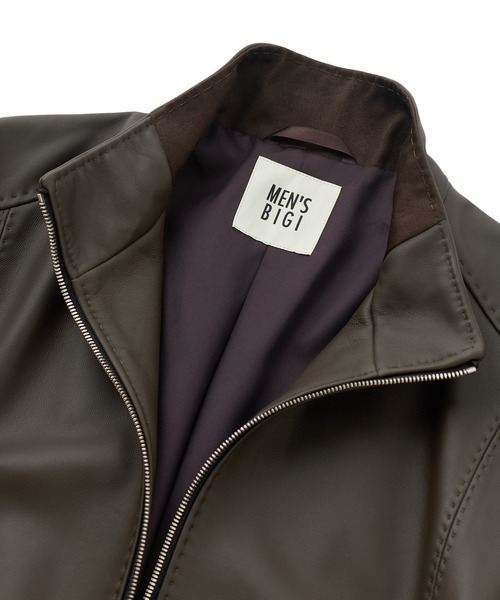MEN'S BIGI(メンズビギ)の「エクセラファスナー ラムレザージャケット(ライダースジャケット・メンズ・ネイビー/ブラック/カーキ・01/03/02/04)」の16枚目の写真