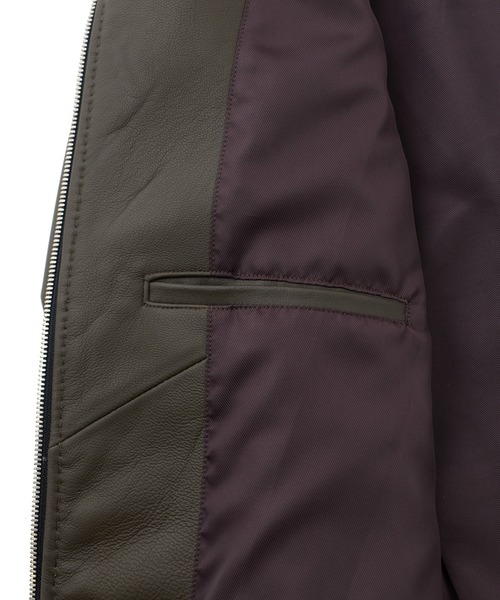 MEN'S BIGI(メンズビギ)の「エクセラファスナー ラムレザージャケット(ライダースジャケット・メンズ・ネイビー/ブラック/カーキ・01/03/02/04)」の22枚目の写真