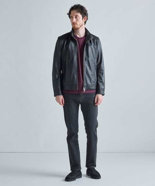 MEN'S BIGI(メンズビギ)の「エクセラファスナー ラムレザージャケット(ライダースジャケット・メンズ・ネイビー/ブラック/カーキ・01/03/02/04)」の8枚目の写真