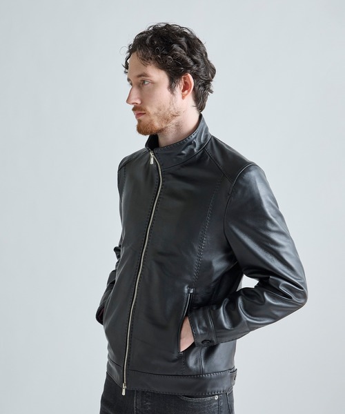 MEN'S BIGI(メンズビギ)の「エクセラファスナー ラムレザージャケット(ライダースジャケット・メンズ・ネイビー/ブラック/カーキ・01/03/02/04)」の7枚目の写真