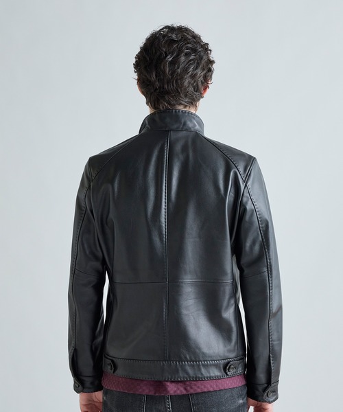 MEN'S BIGI(メンズビギ)の「エクセラファスナー ラムレザージャケット(ライダースジャケット・メンズ・ネイビー/ブラック/カーキ・01/03/02/04)」の5枚目の写真
