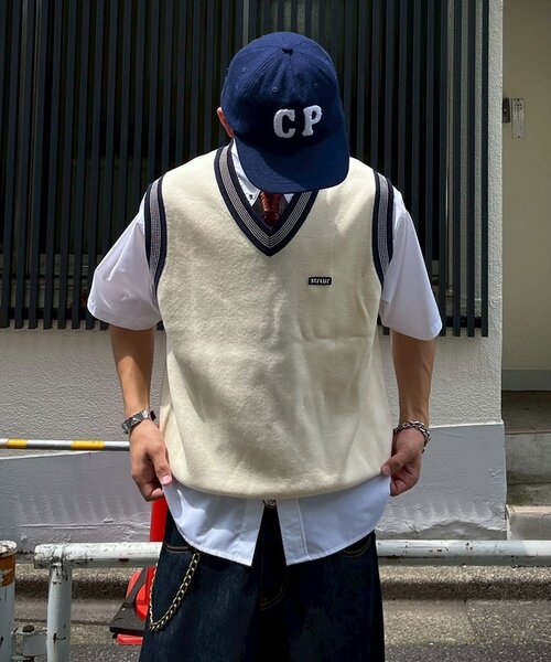 CIAOPANIC(チャオパニック)の「プレッピーラインベスト(カーディガン/ボレロ・メンズ・ホワイト/ネイビー・MEDIUM/LARGE)」の2枚目の写真