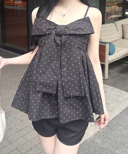 INGNI(イング)の「【WEB限定】ドット柄リボンキャミチュニック(チュニック・レディース・ホワイト系その他3/ブラック系3・M)」の12枚目の写真