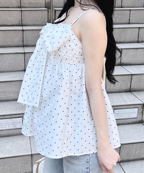 INGNI(イング)の「【WEB限定】ドット柄リボンキャミチュニック(チュニック・レディース・ホワイト系その他3/ブラック系3・M)」の5枚目の写真