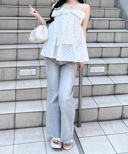 INGNI(イング)の「【WEB限定】ドット柄リボンキャミチュニック(チュニック・レディース・ホワイト系その他3/ブラック系3・M)」の7枚目の写真