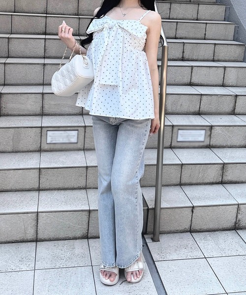 INGNI(イング)の「【WEB限定】ドット柄リボンキャミチュニック(チュニック・レディース・ホワイト系その他3/ブラック系3・M)」の8枚目の写真