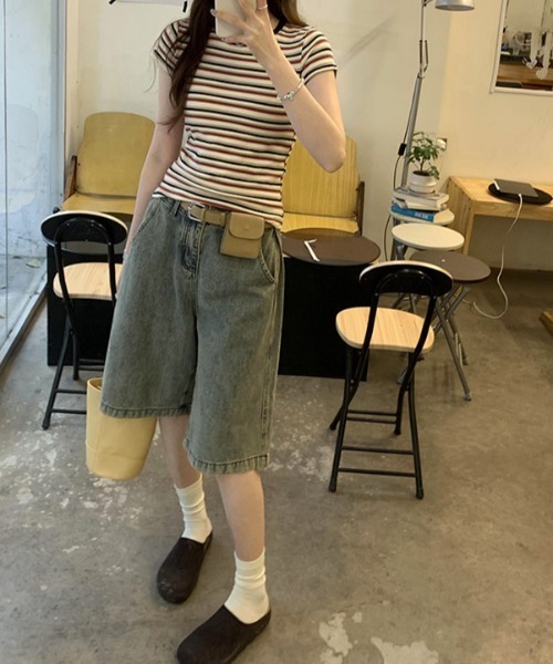 deux amour(ドゥーザムール)の「ランダムボーダー半袖トップス(その他トップス・レディース・ホワイト/ネイビー/ベージュ・FREE)」の12枚目の写真