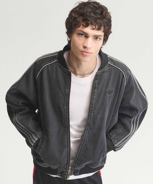 adidas(アディダス)の「adidas/アディダス SST DENIM TRACK TOP スリーストライプ トレフォイル トラックトップ デニムジャケット メンズ ストリート スポーティ 2026年秋冬 秋服 冬服(デニムジャケット・メンズ・ブラック・S/M/L/XL)」の9枚目の写真