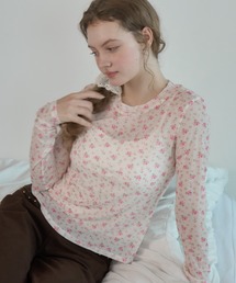小花柄シアートップス/Sheer top with a small floral print