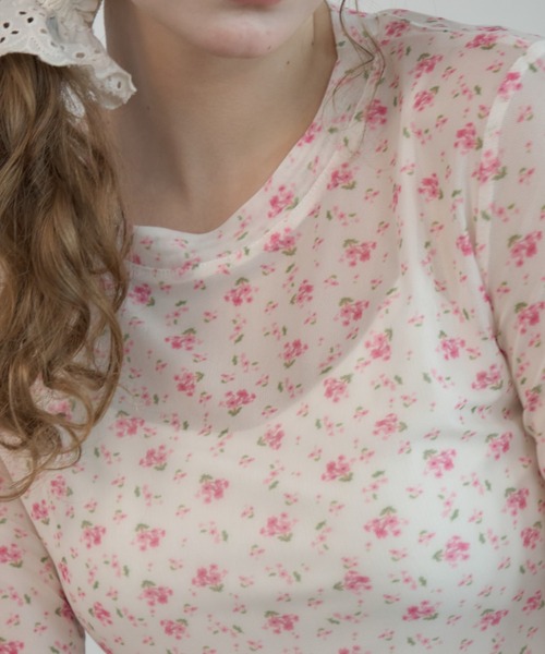 Birthday room(バースデイルーム)の「小花柄シアートップス/Sheer top with a small floral print(Tシャツ/カットソー・レディース・ピンク/ライトブルー・FREE)」の12枚目の写真