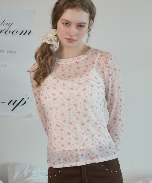 Birthday room(バースデイルーム)の「小花柄シアートップス/Sheer top with a small floral print(Tシャツ/カットソー・レディース・ピンク/ライトブルー・FREE)」の18枚目の写真
