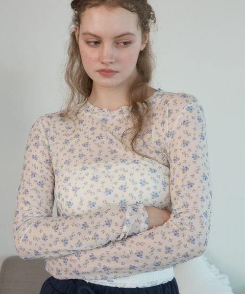 Birthday room(バースデイルーム)の「小花柄シアートップス/Sheer top with a small floral print(Tシャツ/カットソー・レディース・ピンク/ライトブルー・FREE)」の7枚目の写真