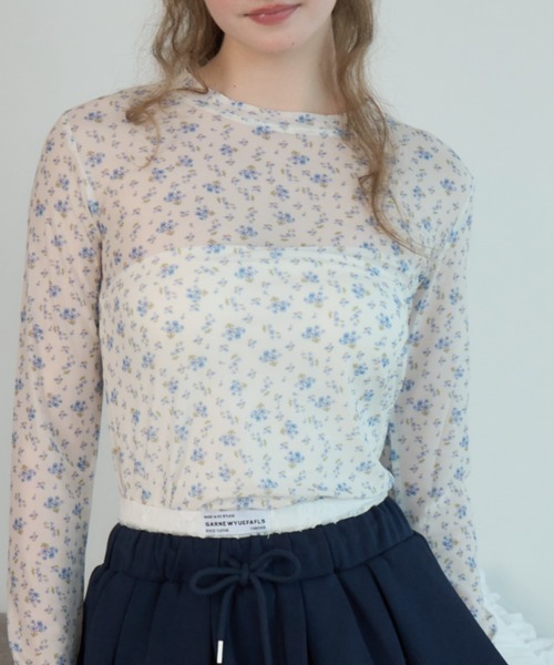 Birthday room(バースデイルーム)の「小花柄シアートップス/Sheer top with a small floral print(Tシャツ/カットソー・レディース・ピンク/ライトブルー・FREE)」の10枚目の写真