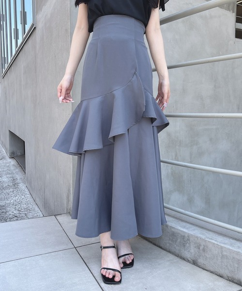 INGNI（イング）の「【WEB限定】バックレースアップアシメティアードスカート（スカート・レディース・ブラック/チャコールグレー/ライトベージュ・FREE）」の11枚目の写真