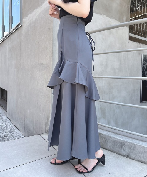 INGNI（イング）の「【WEB限定】バックレースアップアシメティアードスカート（スカート・レディース・ブラック/チャコールグレー/ライトベージュ・FREE）」の13枚目の写真