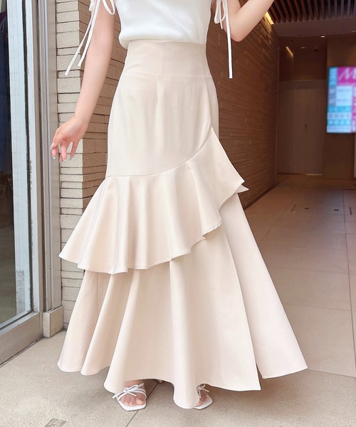 INGNI（イング）の「【WEB限定】バックレースアップアシメティアードスカート（スカート・レディース・ブラック/チャコールグレー/ライトベージュ・FREE）」の18枚目の写真
