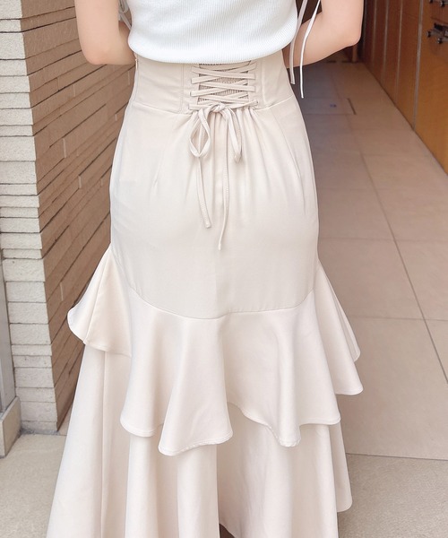 INGNI（イング）の「【WEB限定】バックレースアップアシメティアードスカート（スカート・レディース・ブラック/チャコールグレー/ライトベージュ・FREE）」の19枚目の写真