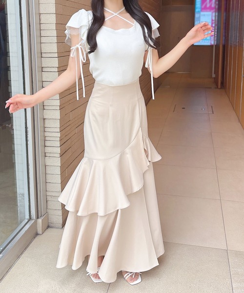 INGNI（イング）の「【WEB限定】バックレースアップアシメティアードスカート（スカート・レディース・ブラック/チャコールグレー/ライトベージュ・FREE）」の21枚目の写真
