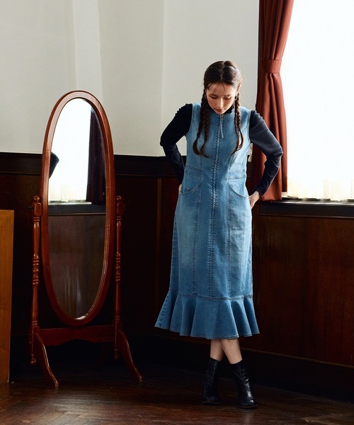 Audie a Muses(オーディアミューズ)の「フロントファスナーデニムジャンパードレス(ジャンパースカート・レディース・ネイビー・36/38/40/42)」の9枚目の写真