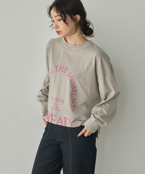 hunch(ハンチ)の「ピグメント染め ロゴロンT(Tシャツ/カットソー・レディース・パープル/ベージュ/チャコール/グレー・FREE)」の10枚目の写真