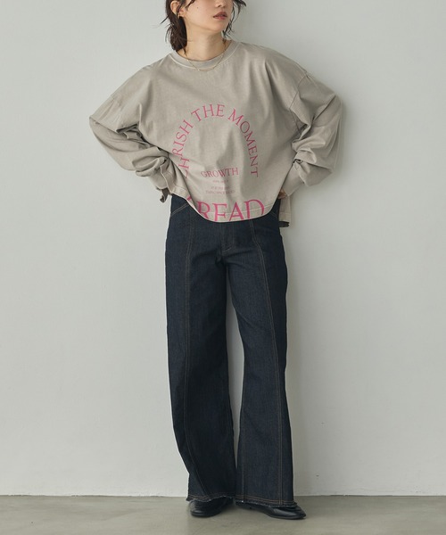hunch(ハンチ)の「ピグメント染め ロゴロンT(Tシャツ/カットソー・レディース・パープル/ベージュ/チャコール/グレー・FREE)」の17枚目の写真